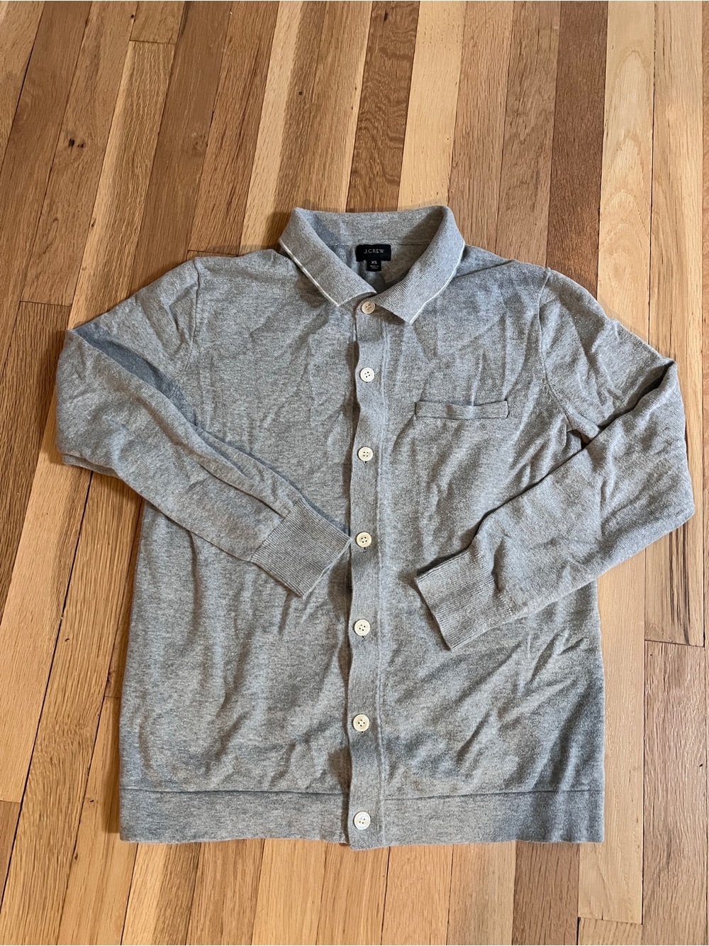 J. Crew XS Gray Sweater Polo Cárdigan